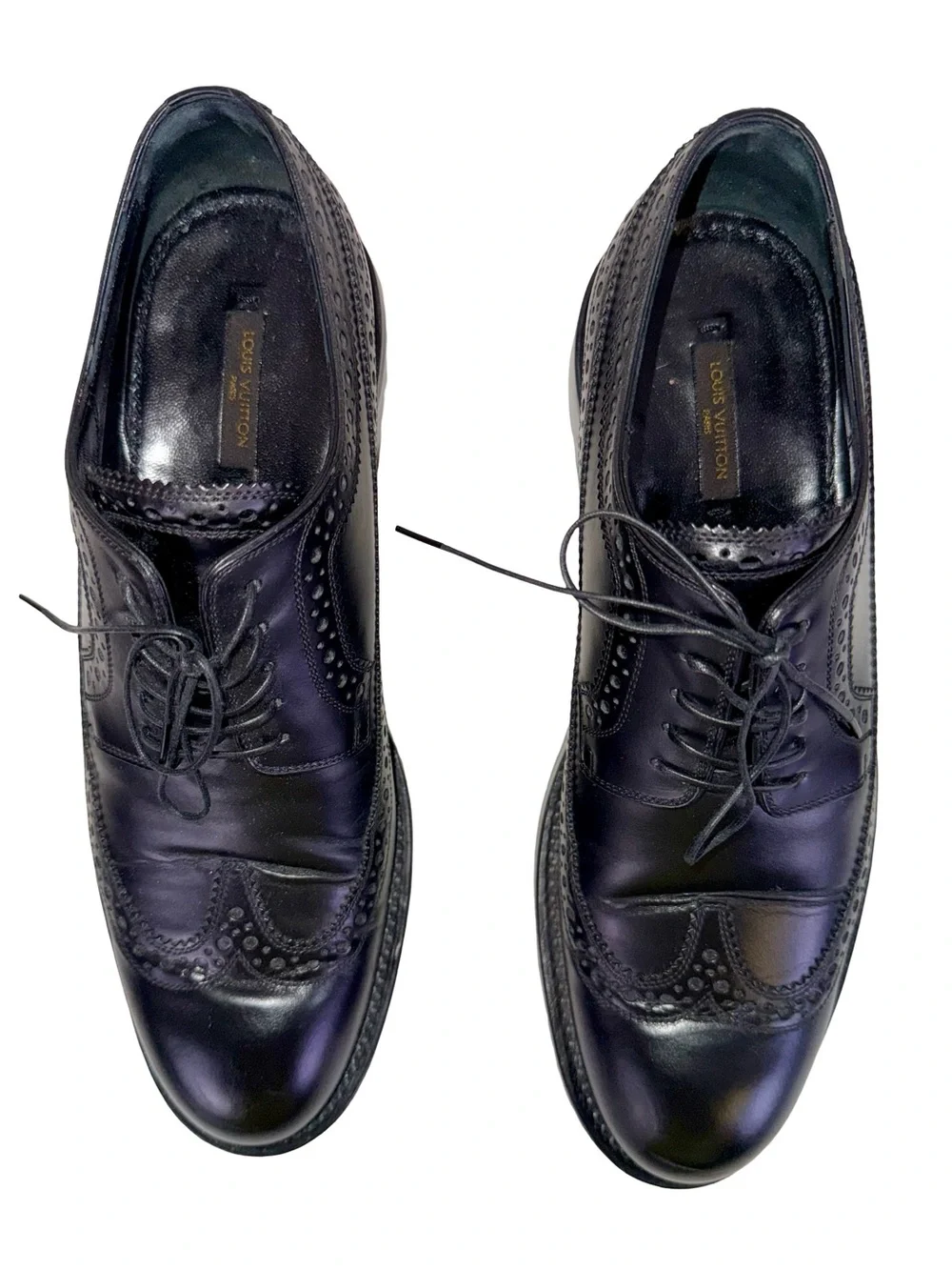 LOUIS VUITTON BLACK LEATHER BROGUES DERBY SHOES